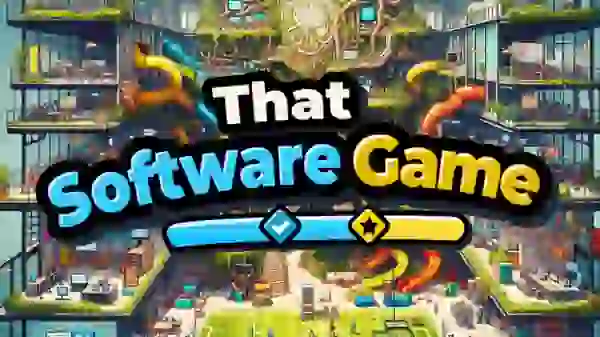 ThatSoftwareGame-Logo auf der farbigen Titelgrafik des Serious Games